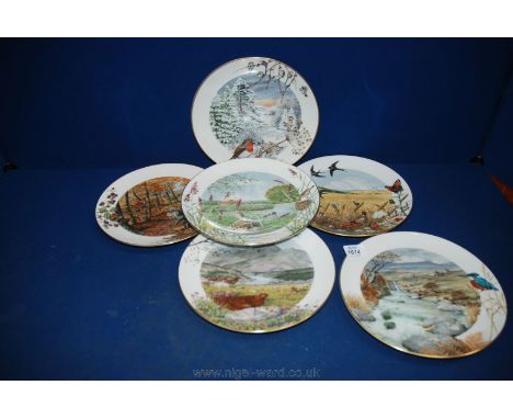 Six Royal Worcester 'Months of the Year' display Plates by Peter Barnett.