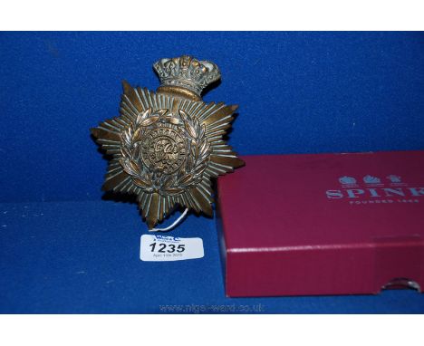 A Gentleman Cadet's helmet Plate of the R.M.C. Sandhurst, contained in Spink box