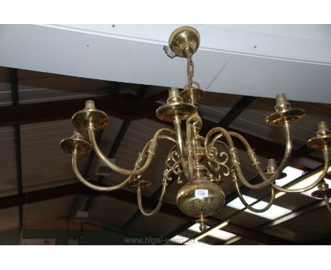 A large Brass finish eight branch Light fitting.