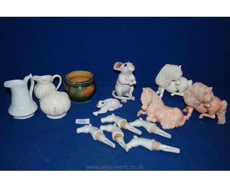 A quantity of china including Portmeirion Jug, spaghetti horses, Wade Rose decorated pot, etc.
