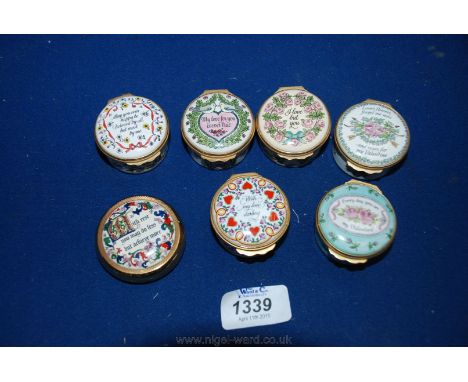 A collection of enamel lidded Boxes