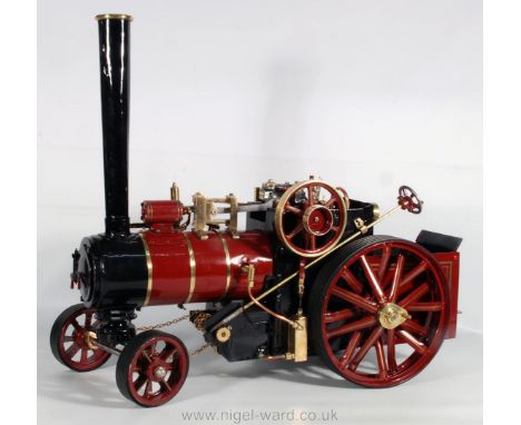 A scratch-built 1" scale Model of a Traction Engine, not fired since restoration, the boiler for spirit/gas firing driving a 