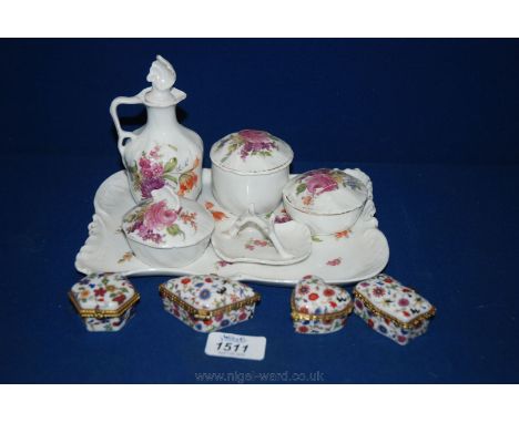 A small quantity of china including part dressing table set and  trinket boxes