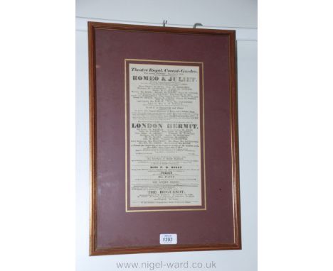 A framed Print 'Romeo & Juliet, Theatre Royal, Covent Garden  - December 9th 1822