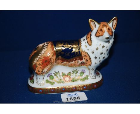 A Crown Derby paperweight - Royal Windsor Corgi