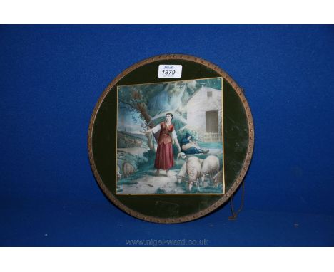 A French print on glass 'Jeanne D'Arc entendnat les Voix'