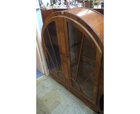 A 1930's Art Deco walnut china cabinet
