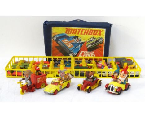 MATCHBOX CARRY CASEthe vinyl case with two trays of twenty four vehicles, together with a Corgi Magic Roundabout car with Dou