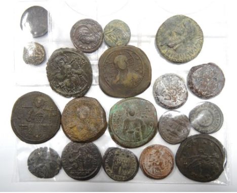 COLLECTION OF ANCIENT COINSincludes an Indo-Greek Apollodotus I circa 160 B.C, Egypt Ptolemy VI 180 - 145 B.C. bronze, Roman 