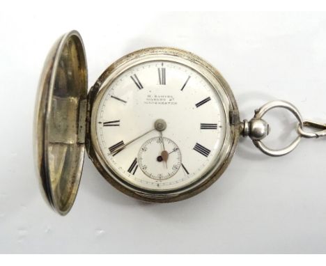 VICTORIAN SILVER CASED POCKET WATCHby 'H.Samuel, Market St. Manchester', with black Roman numerals and subsidiary dial on whi