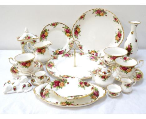 ROYAL ALBERT 'OLD COUNTRY ROSES' TEA SERVICEcomprising six cups, six saucers, six sideplates, cakeplate, four varying dishes,