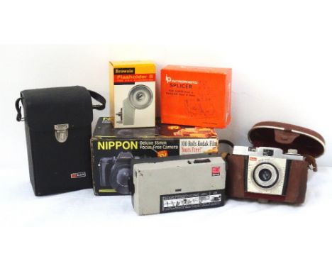 SELECTION OF CAMERAS AND EQUIPMENTincluding a Nippon AR-4392 35mm, boxed, a Kodak Colour Snap 35, a Kodak M2 Instamatic, Prem