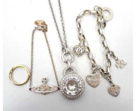 SELECTION OF FASHION JEWELLERYincluding a Ti Sento Milano crystal set silver pendant on long silver chain; a Thomas Sabo Char