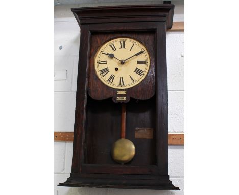 An early-to-mid 20th century oak-cased regulator wall clock/time recorder, no.13677 below dial, height 80cm.