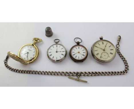 A hallmarked silver open face pocket watch, the enamel dial set with Roman numerals and subsidiary seconds dial, a hallmarked