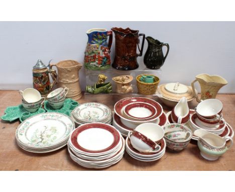 A collection of musical jugs and other mid-20th century ceramics to include Sylvac, Arthur Wood, Burleighware 'Indian Tree' p