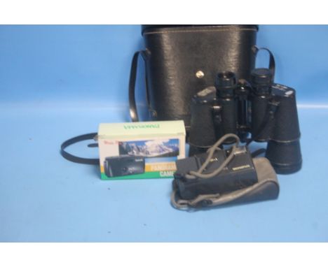 A PAIR OF CASED ZENITH BINOCULARS, AN OLYMPUS CAMERA ETC.