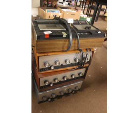 THREE VINTAGE LEAK RADIOS TOGETHER WITH AN AKAI CASSETTE DECK