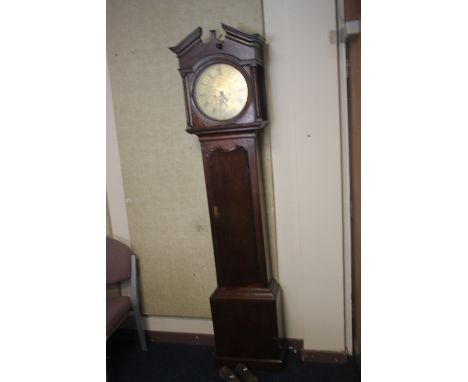 A GRANDFATHER LONG CASE CLOCK WITH TWO WEIGHTS
