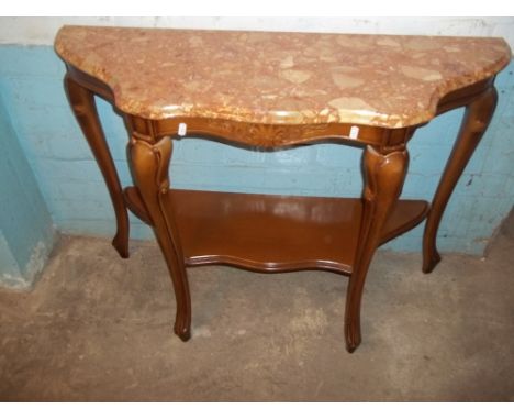 A MARBLE TOPPED CONSOLE TABLE