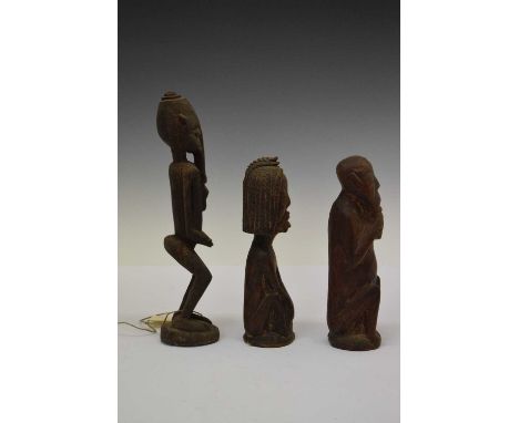 Ethnographica - African tribal figure, Baule, Ivory Coast (Côte d' Ivoire), with elongated facial features, hands clasped at 