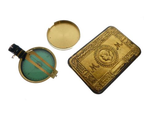First World War Princess Mary Christmas tin, together with a Troughton &amp; Simms, London brass compass (2)