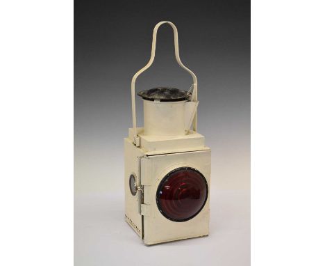 British Railways BR (M) cream painted railway lamp, 51cm high (overall)