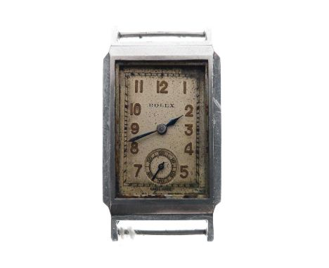 Rolex - Gentleman's vintage stainless steel two-piece cased wristwatch ref: 2874, the signed rectangular silvered dial with a