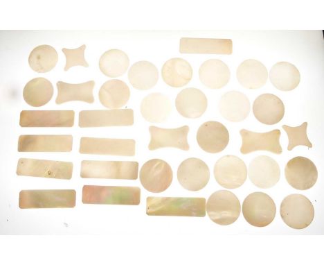 Group of 19th Century mother-of-pearl gaming counters, forty-four approximately (44) 