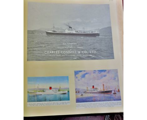 Shipping - 1938-1954  An impressive large leather bound scrapbook including World War II articles (Sinking of the 'Admiral Cr