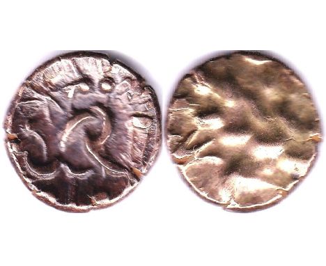 Celtic Gold Stater, South Ferriby Type, Corieltauvi Laureate head, rev disjointed horse, S390, AVF