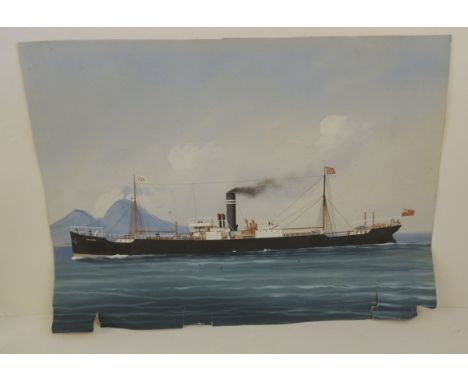 EARLY 20TH CENTURY ENGLISH SCHOOL - portrait of SS Swindon, gouache, unsigned, inscribed "J H James Fishguard Aug 6 1913"  39