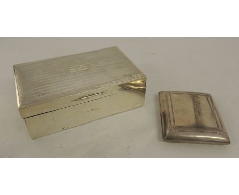 A silver cigarette box with guilloche decoration, Birmingham 1934 together with a silver cigarette case, Birmingham 1915, wei