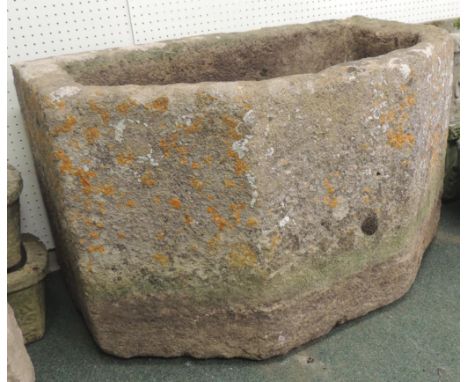 A good large 19th Century limestone trough with curved front 54cm high, 95cm wide 57cm deep max