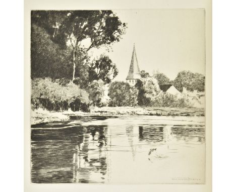 Hills (John Waller). A Summer on the Test, Philip Allan &amp; Co., [1924], 12 drypoint etchings by Norman Wilkinson, original