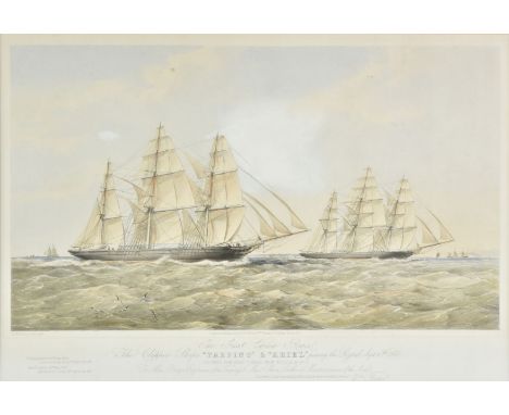 * Dutton (Thomas Goldsworthy, 1819-1891). The Great China Race. The Clipper Ships "Taeping" &amp; "Ariel" passing the Lizard 