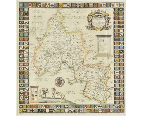 * Oxfordshire. Plot (Robert), The Map of Oxfordshire, circa 1677, hand coloured engraved map, decorative cartouche, mileage s