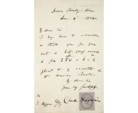 * Darwin (Charles Robert, 1809-1882). Autograph letter signed 'Charles Darwin', Down, Bromley, Kent, 8 December 1858, to J[oh