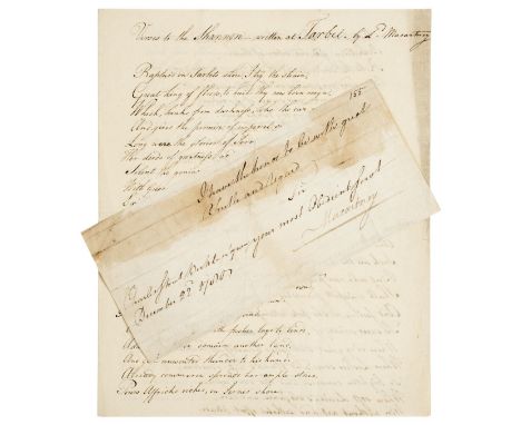* Macartney (George, 1st Earl Macartney, 1737-1806). Signed sentiment, ‘Macartney’ from the end of a letter, Charles Street, 