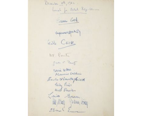 * Nobel Prize 1962. Crick (Francis, 1916-2004 &amp; Wilkins, Maurice, 1916-2004). A pair of visitors' books belonging to Brit