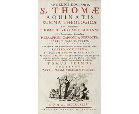 Aquinas (St. Thomas). Summa Theologica cum commentariis Thomae De Vio Card. Cajetani, et Elucidationibus Litteralibus P. Sera