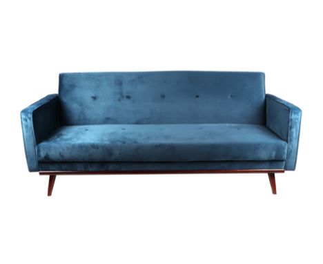 A Mørteens Scandinavian design Daru woven velvet & oak three-seater sofa bed, approx 216cms wide by 90cms depth by 94cms high