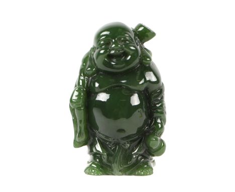 A Chinese carved jade / hardstone figure of Buddha, 8cms high.