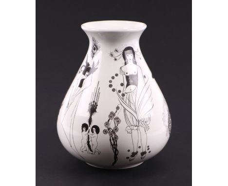 A Poole Pottery Aubrey Beardsley Collection vase, 20cms high.