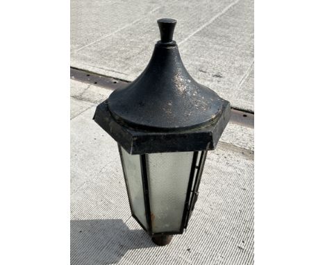 A Victorian style painted copper lantern of traditional form, approx 92cms high.
