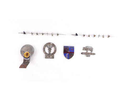 Assorted badge bars and assorted automobilia including Daily Express National Motor Rally (1951), a St Christopher badge with