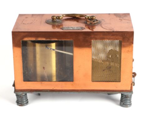 An F Barton & Co. Watford, England barograph in a copper case, 26cms wide.