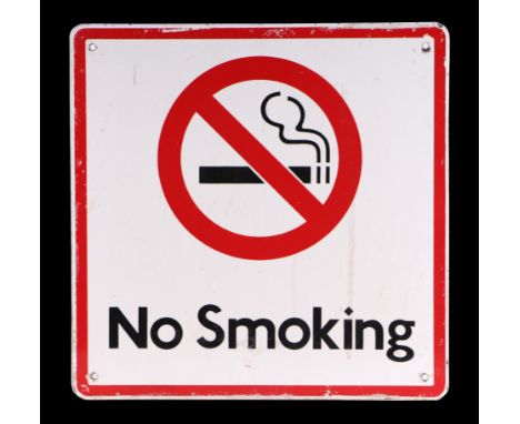 A contemporary 'No Smoking Information' enamel sign, 31 by 31cms.