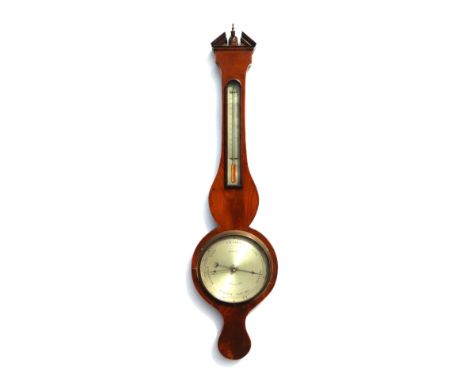 A 19th century mahogany barometer thermometer by Pozzi & Co. 101cm high