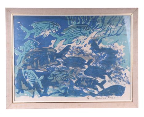 David Koster (1926-2014) - limited edition coloured print 1/14, depicting Fish, framed & glazed, 68 by 50cms.